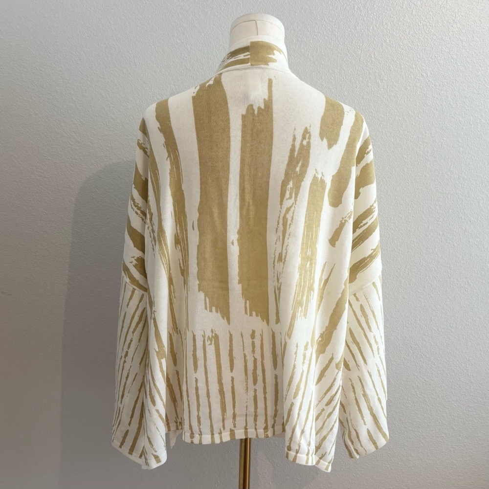 NWOT MarlaWynne 100% Cotton Kimono Cardigan Size 2X Tan Brushstroke Open Front - Picture 6 of 12